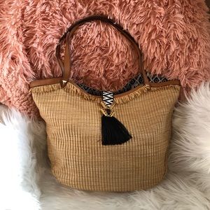 Stella & Dot Riviera Tote Raffia Fringe